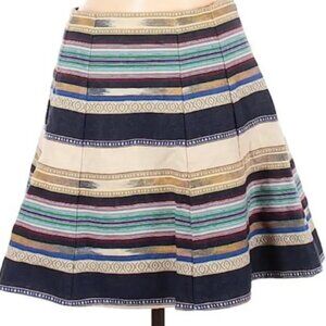 Chloe Oliver Anthropologie Hayley Striped Gored High Waisted Mini Skater Skirt